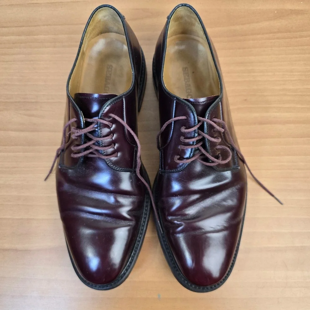 Sebago Oxblood Plain-Toe Derby Leather‎ Shoes Dainite Sole Goodyear Welt Mens 9